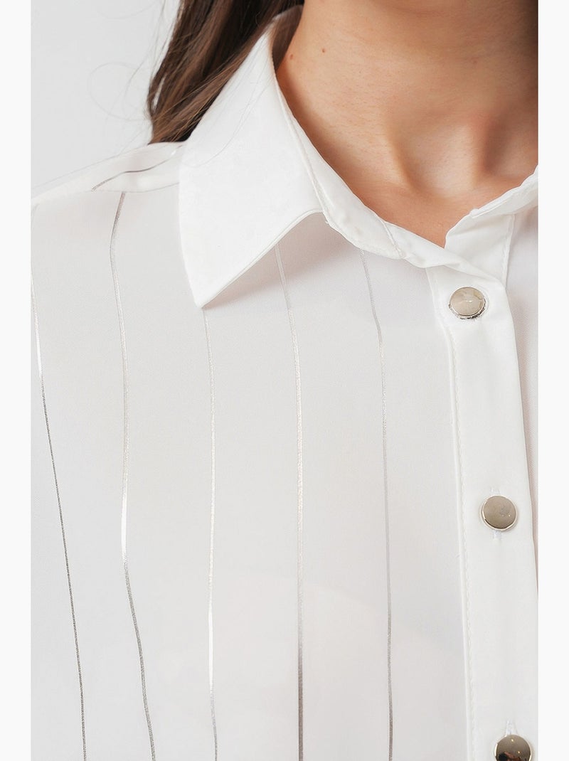 Camicia in popeline a righe dalla vestibilità morbida con chiusura a bottoni bdart Crema - Kiabi