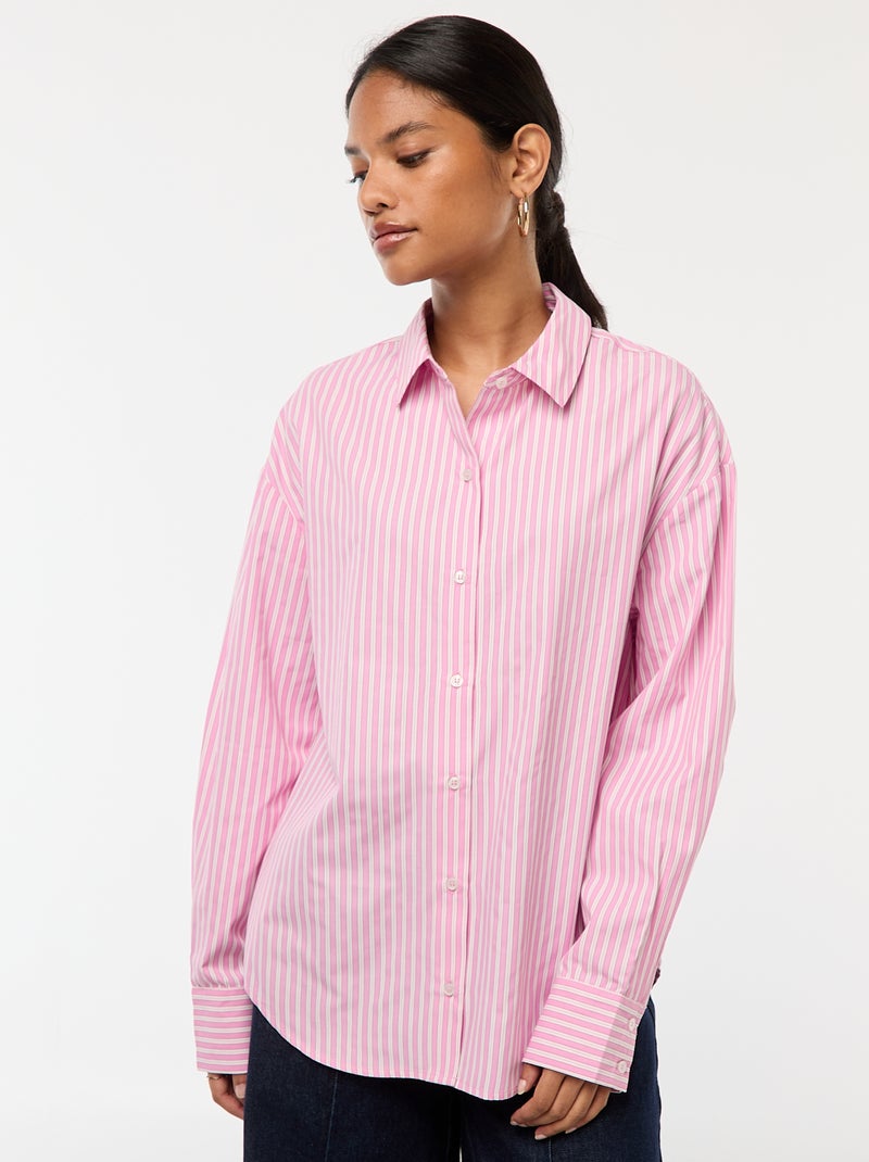 Camicia in popeline a righe Rosa - Kiabi