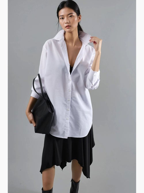 Camicia in popeline abbottonata con maniche lunghe busem - Kiabi Camicia in popeline abbottonata con maniche lunghe busem - Kiabi