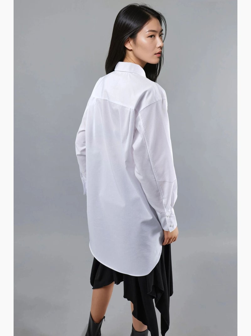 Camicia in popeline abbottonata con maniche lunghe busem Bianco - Kiabi