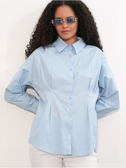Camicia in popeline aderente con abbottonatura frontale bdart - Kiabi Camicia in popeline aderente con abbottonatura frontale bdart - Kiabi