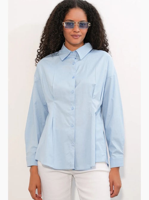 Camicia in popeline aderente con abbottonatura frontale bdart - Kiabi Camicia in popeline aderente con abbottonatura frontale bdart - Kiabi