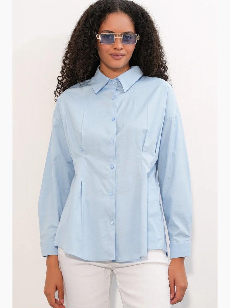 Camicia in popeline aderente con abbottonatura frontale bdart Blu cielo - Kiabi