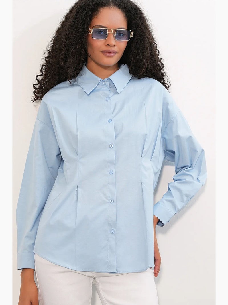 Camicia in popeline aderente con abbottonatura frontale bdart Blu cielo - Kiabi