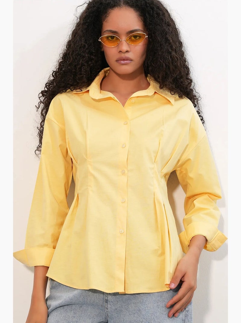 Camicia in popeline aderente con abbottonatura frontale bdart Giallo limone - Kiabi
