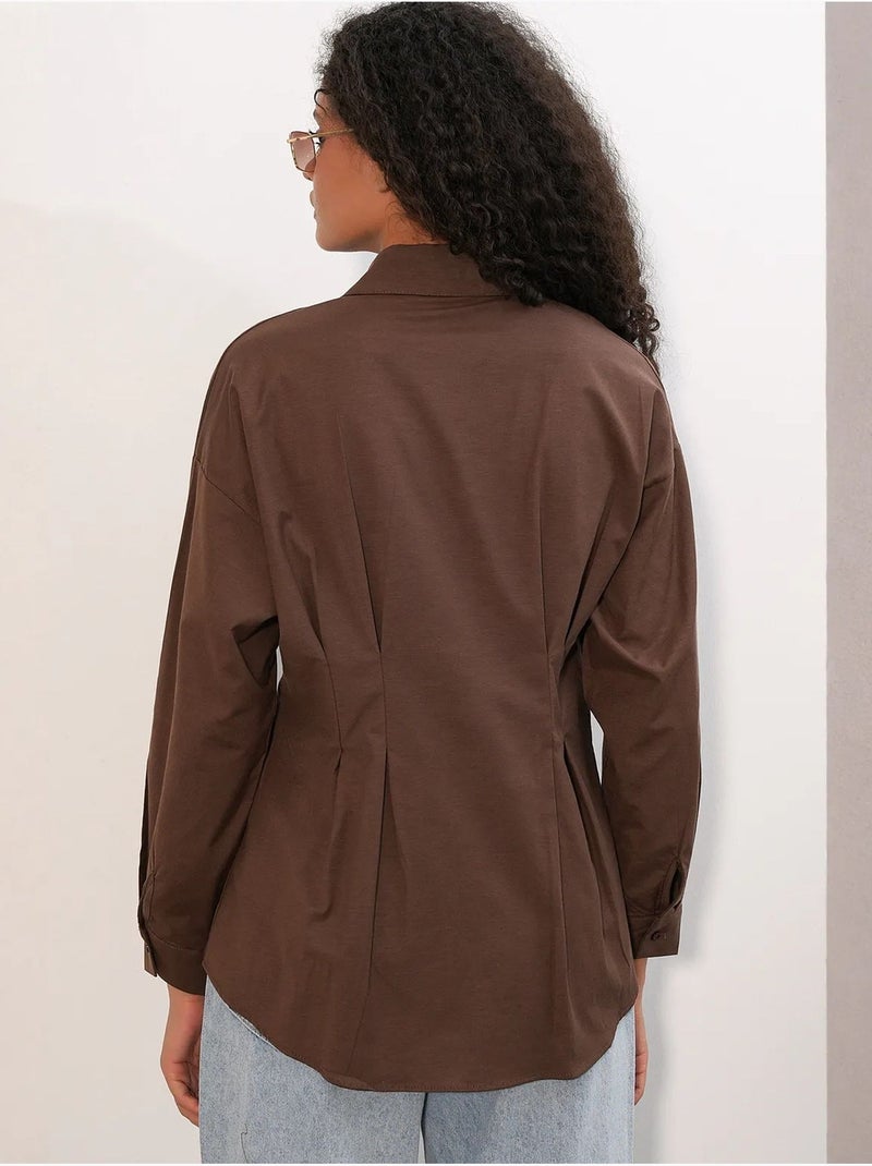 Camicia in popeline aderente con abbottonatura frontale bdart Marrone - Kiabi