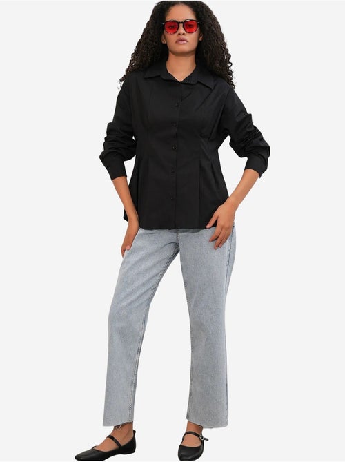 Camicia in popeline aderente con abbottonatura frontale bdart - Kiabi Camicia in popeline aderente con abbottonatura frontale bdart - Kiabi