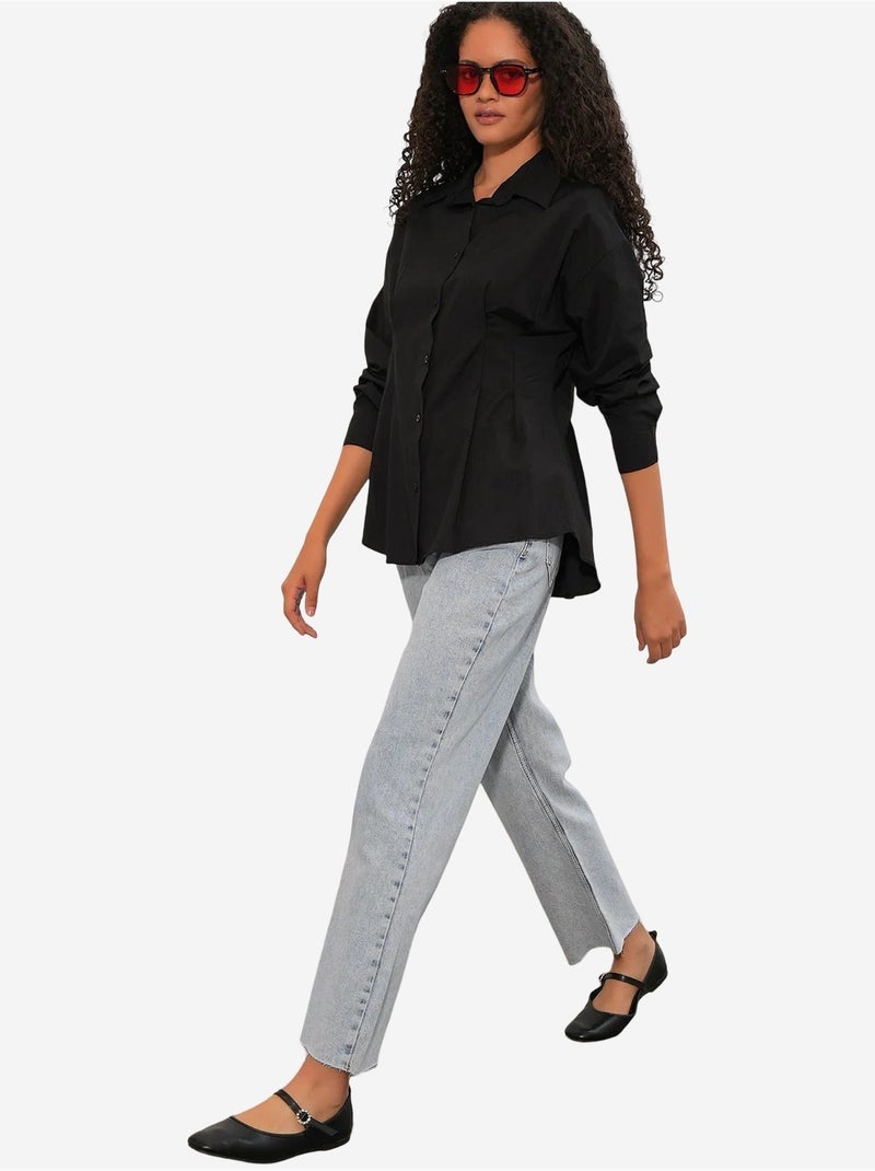 Camicia in popeline aderente con abbottonatura frontale bdart Nero - Kiabi