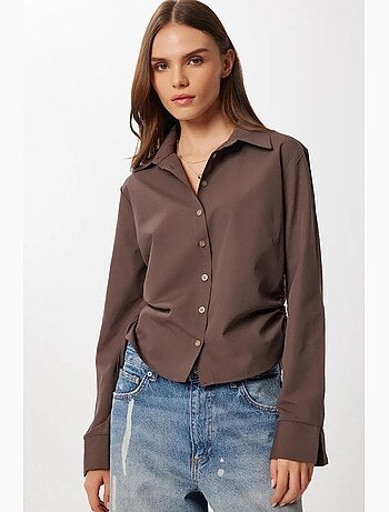 Camicia in popeline aderente con dettaglio arricciato istanbul