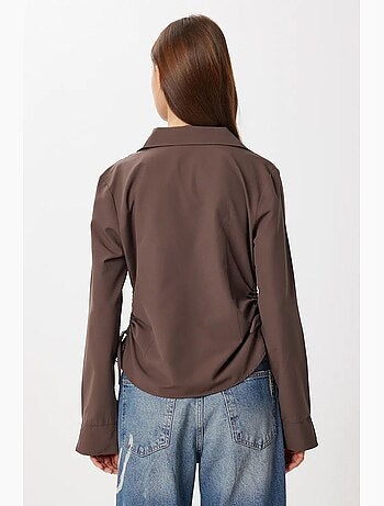 Camicia in popeline aderente con dettaglio arricciato istanbul