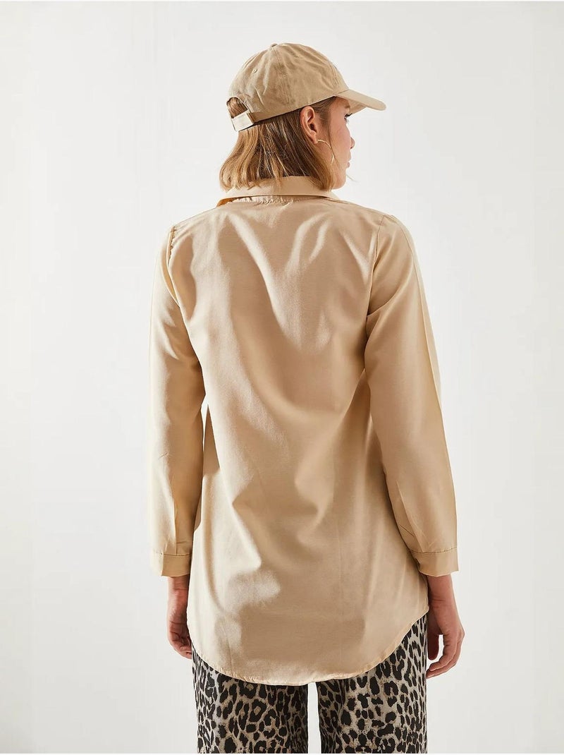 Camicia in popeline con abbottonatura lucci Sabbia - Kiabi