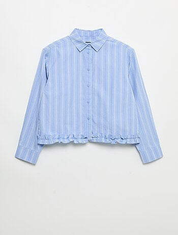 Camicia in popeline con balza sul fondo