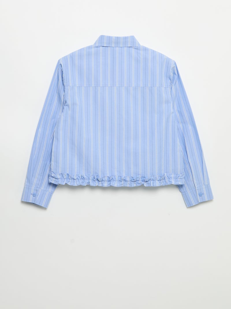 Camicia in popeline con balza sul fondo Blu - Kiabi