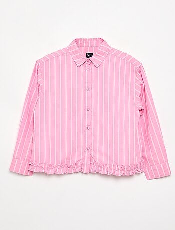 Camicia in popeline con balza sul fondo