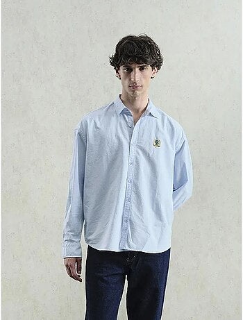 Camicia in popeline con bottoni ricamata giesto