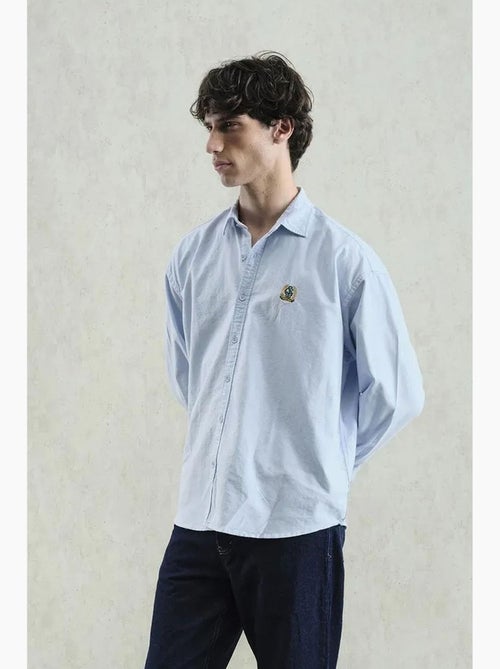 Camicia in popeline con bottoni ricamata giesto - Kiabi Camicia in popeline con bottoni ricamata giesto - Kiabi