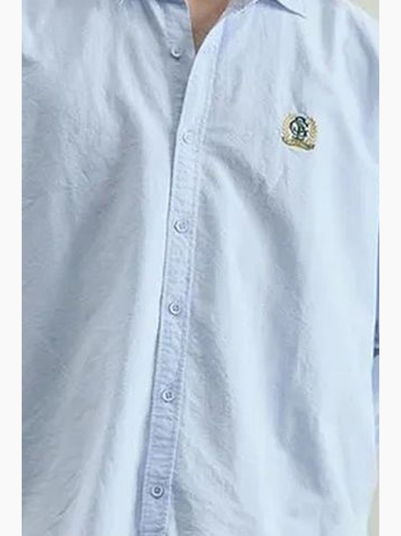 Camicia in popeline con bottoni ricamata giesto Blu chiaro - Kiabi