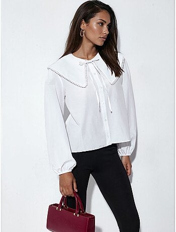 Camicia in popeline con colletto baby e fiocco bdart