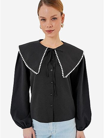 Camicia in popeline con colletto baby e fiocco bdart