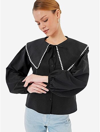 Camicia in popeline con colletto baby e fiocco bdart