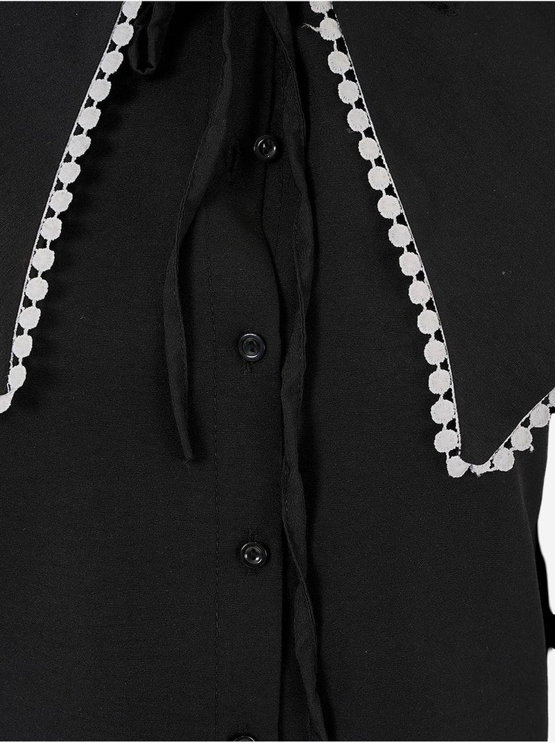 Camicia in popeline con colletto baby e fiocco bdart Nero - Kiabi