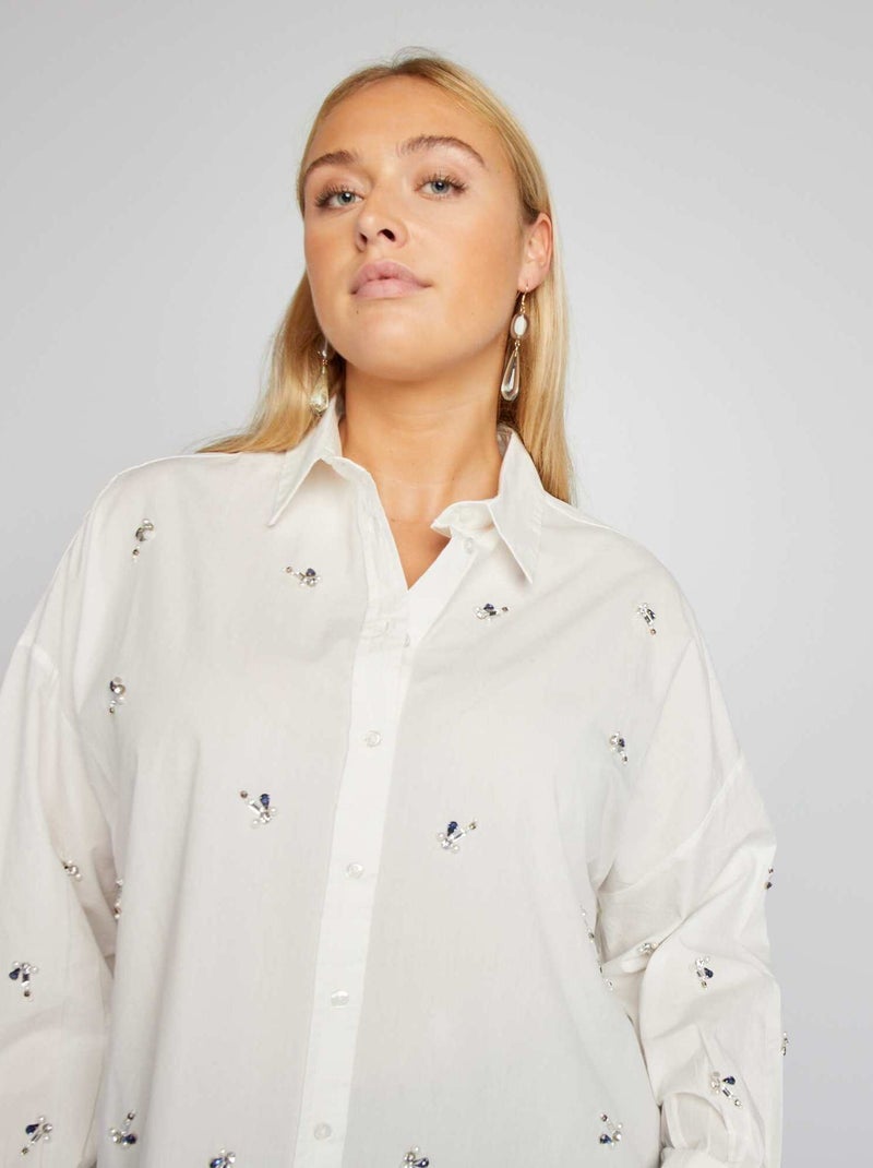 Camicia in popeline con gioielli fantasia BIANCO - Kiabi