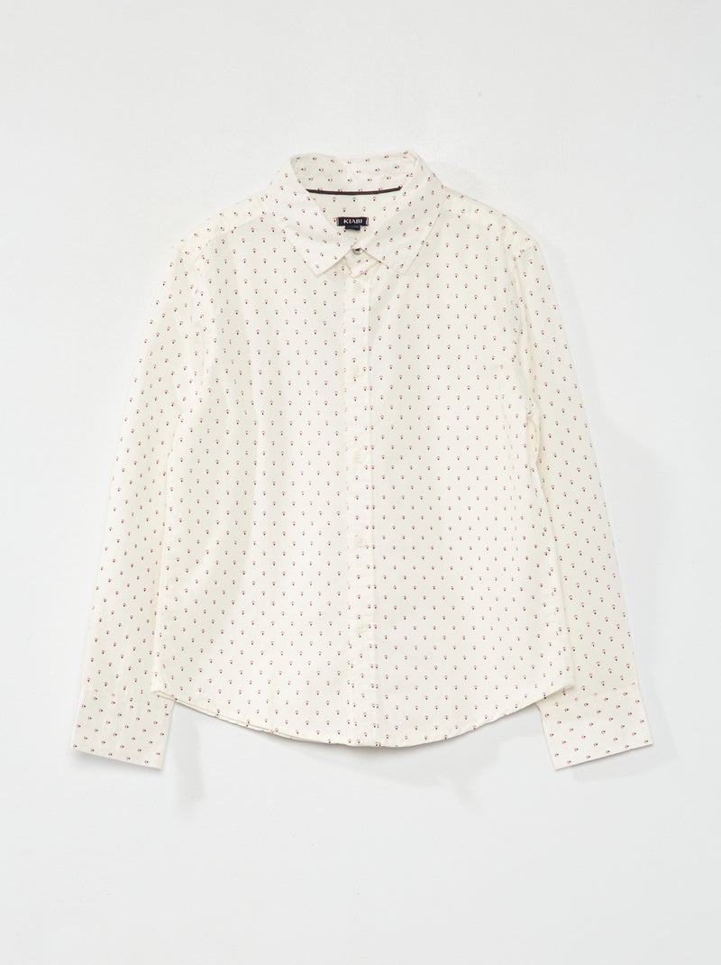 Camicia in popeline con motivo BIANCO - Kiabi