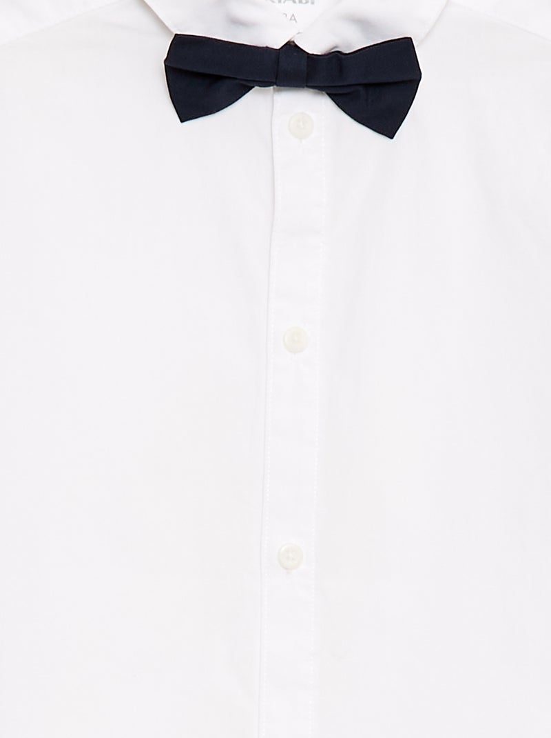Camicia in popeline con papillon Bianco - Kiabi