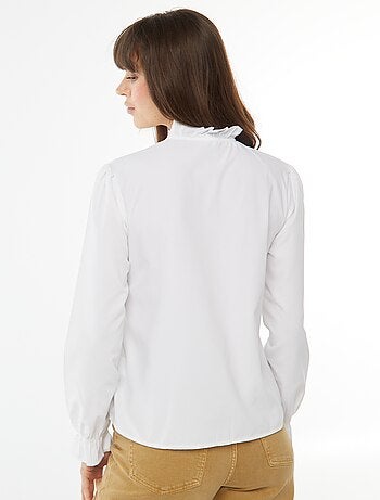 Camicia in popeline con patta con volant
