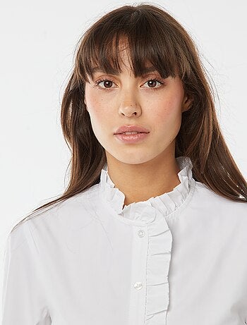 Camicia in popeline con patta con volant