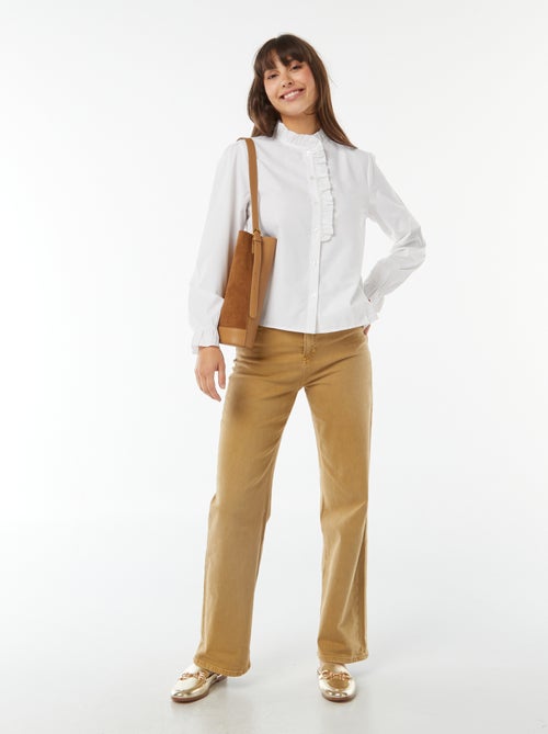 Camicia in popeline con patta con volant - Kiabi