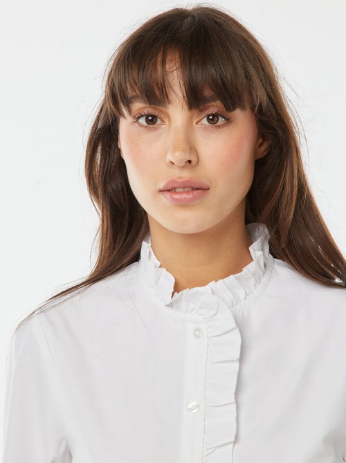 Camicia in popeline con patta con volant - Kiabi