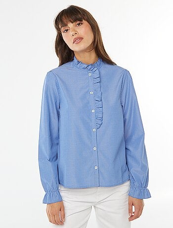 Camicia in popeline con patta con volant