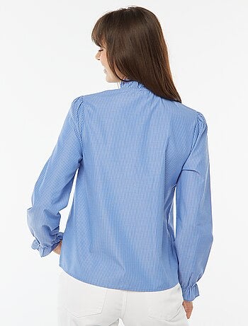 Camicia in popeline con patta con volant