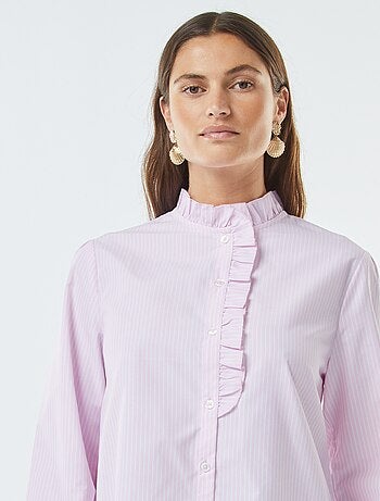 Camicia in popeline con patta con volant