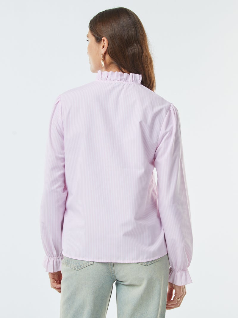 Camicia in popeline con patta con volant Rosa - Kiabi