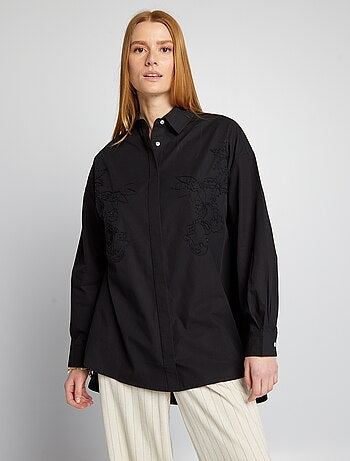 Camicia in popeline con ricami