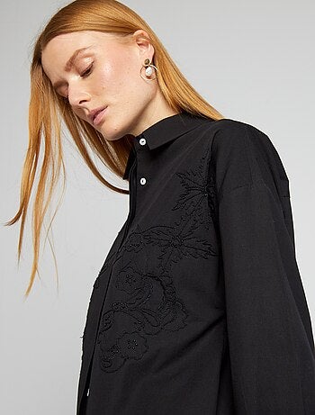 Camicia in popeline con ricami