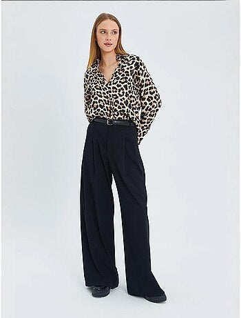 Camicia in popeline con stampa leopardata mixray