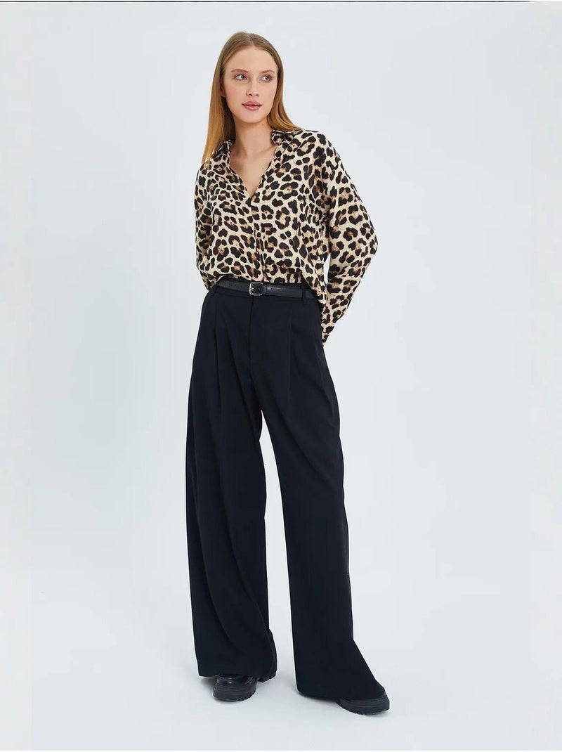 Camicia in popeline con stampa leopardata mixray Beige argilla - Kiabi