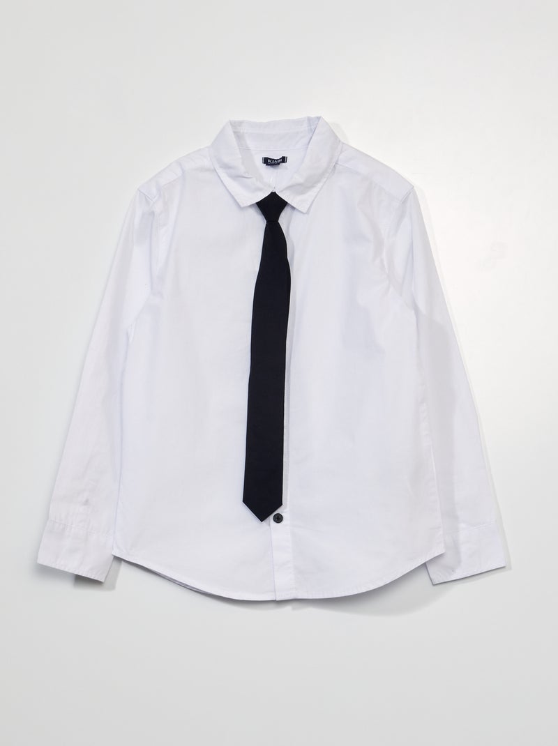 Camicia in popeline + cravatta bianco - Kiabi