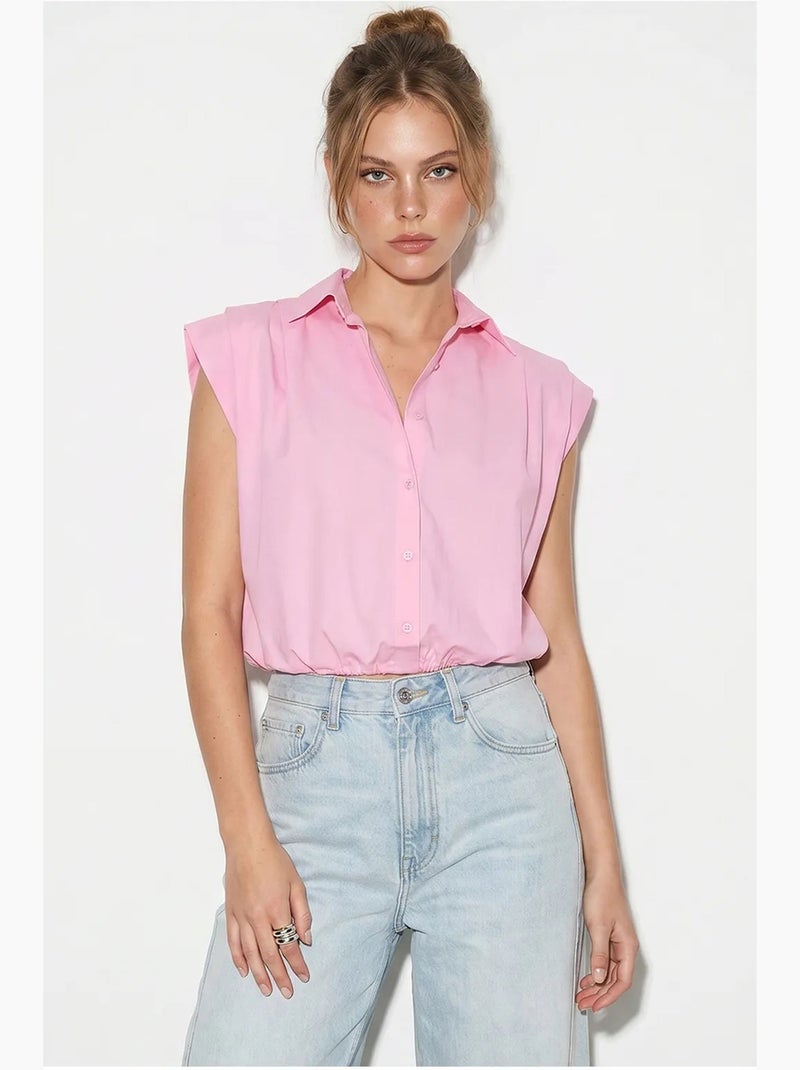 Camicia in popeline cropped da donna senza maniche lucci Rosa - Kiabi