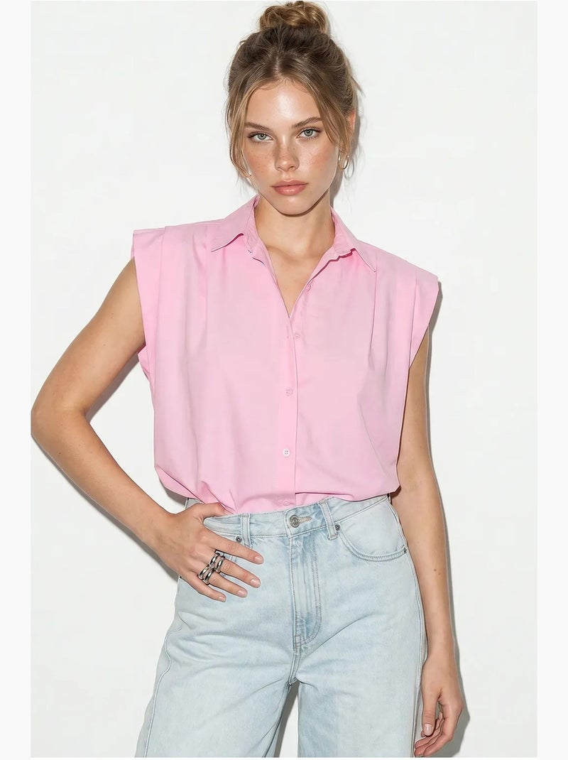 Camicia in popeline cropped da donna senza maniche lucci Rosa - Kiabi