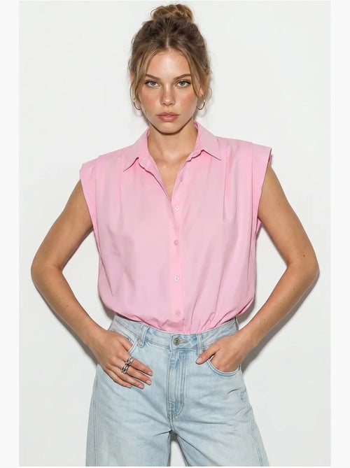 Camicia in popeline cropped da donna senza maniche lucci - Kiabi Camicia in popeline cropped da donna senza maniche lucci - Kiabi
