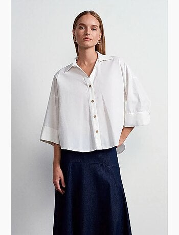 Camicia in popeline di cotone a vestibilità ampia dilvin