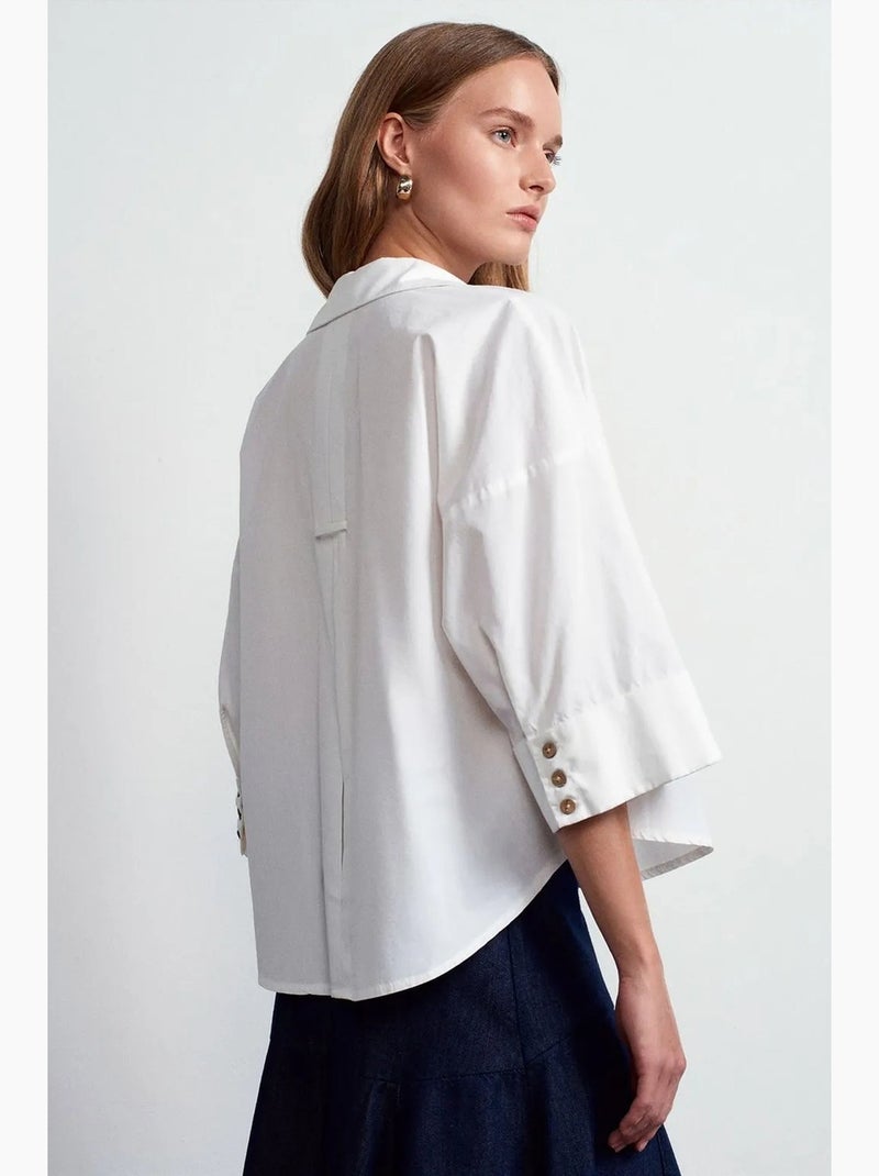 Camicia in popeline di cotone a vestibilità ampia dilvin Bianco - Kiabi
