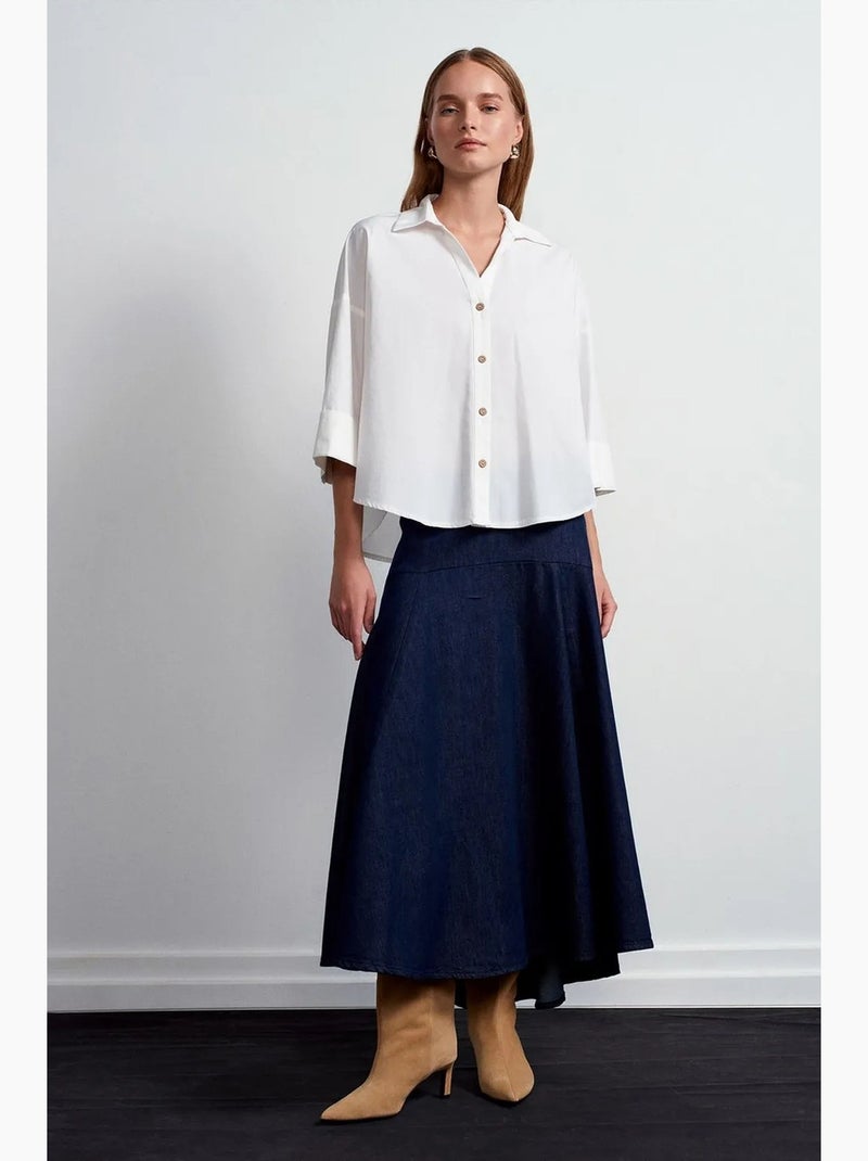 Camicia in popeline di cotone a vestibilità ampia dilvin Bianco - Kiabi