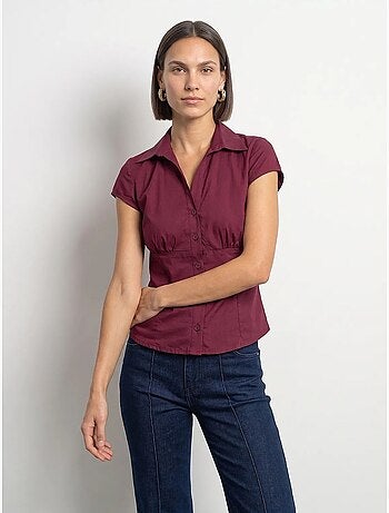 Camicia in popeline di cotone aderente con dettaglio a laccio dilvin