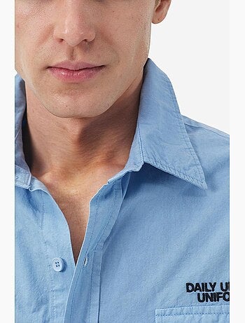 Camicia in popeline di cotone con stampa testo da uomo giesto