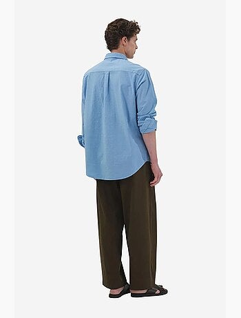 Camicia in popeline di cotone con stampa testo da uomo giesto